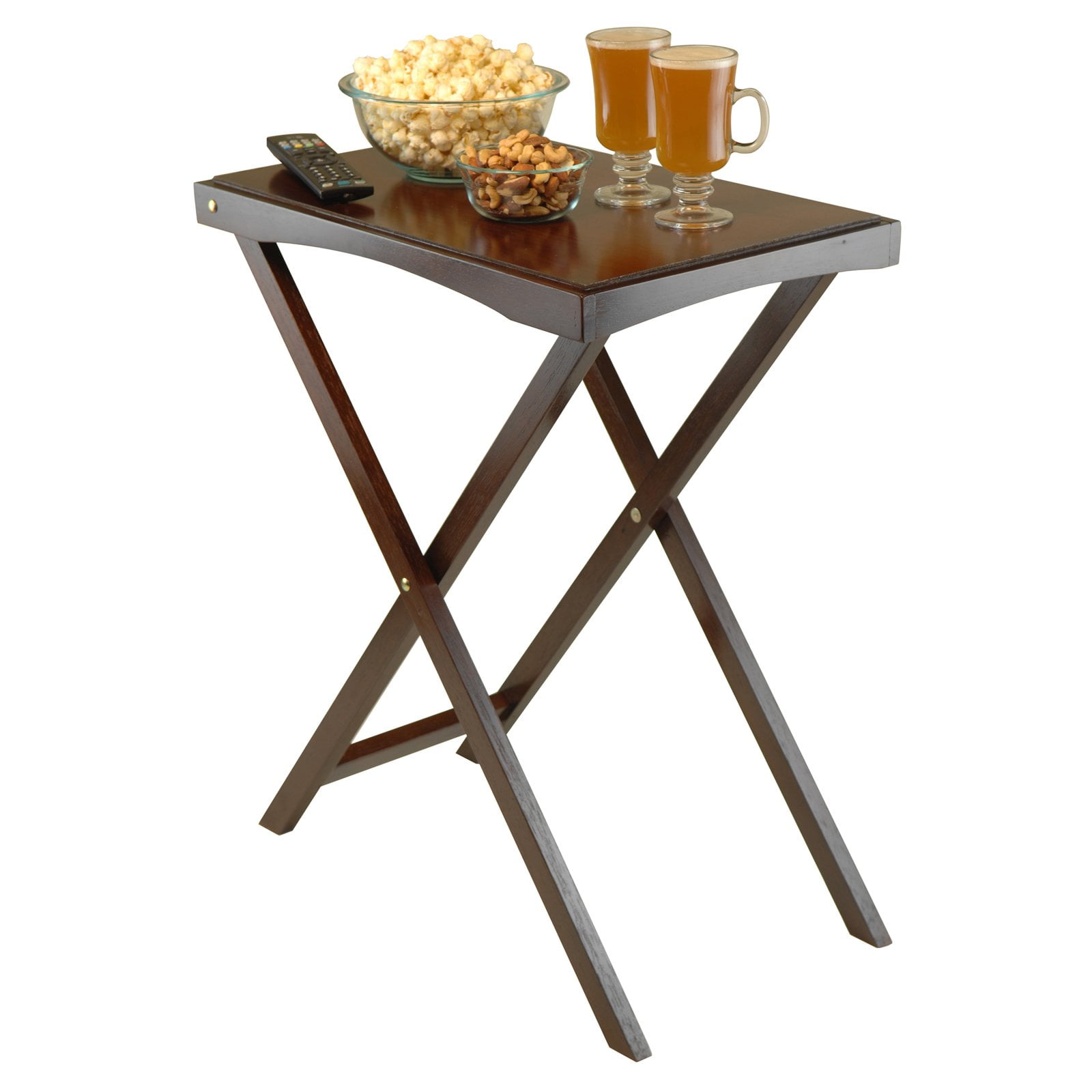Devon Butler Table with Serving Tray Wood/Walnut - Winsome: Elegant Hardwood Frame, Composite Surface, Bar Cart Design
