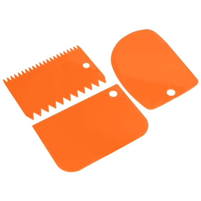 3pcs/set Scraper Plastic Cream Spatula DIY Cake Decorating cream scraper Tool Home Bakery Baking Supplies, Orange