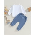 thumbnail image 4 of Bagilaanoe 2PCS Toddler Baby Boy Long Pants Set Letter Print Long Sleeve Sweatshirt Pullover Tops + Sweatpants 6M 12M 18M 24M 3T Kids Casual Sweatsuits, 4 of 9