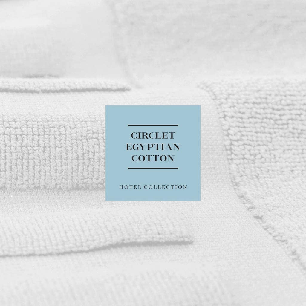 White Classic Hotel Collection Absorbent Cotton Bath Mats, Spa Reversible Floor Towels, not a Bathroom Rug, White, 22 x 34, 2 Pack