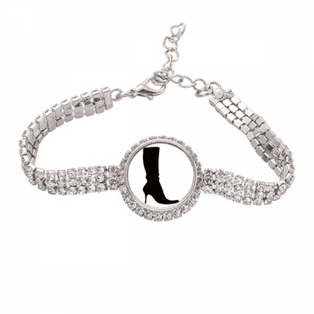 Simple Pattern Black High Boots Outline Tennis Chain Anklet Bracelet Diamond Jewelry