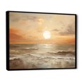 thumbnail image 2 of Designart "Horizon Bathed In Beige And Gold Beach Sunset IV" Coastal Sunset Floater Framed Canvas Art Print, 2 of 5