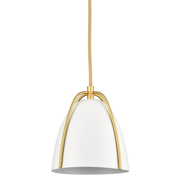 Claxy Gold and White Pendant Light with Dome Metal Shade