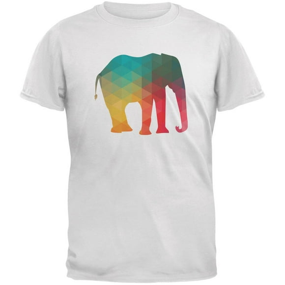 Elephant Geometric White Adult T-Shirt