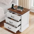 thumbnail image 5 of Farmhouse Nightstand with Charging Station, 3 Drawers Bedside Table for Bedroom for Adults, White Brown, 5 of 7