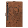 thumbnail image 6 of SaniMore Case for Samsung Galaxy Tab S8 Ultra 14.6 SM-X900/X906, PU Leather Embossed Butterfly Shockproof TPU Back Card/Pen Holder Anti-slip Stand Full Protective Wallet Cover, Brown, 6 of 10