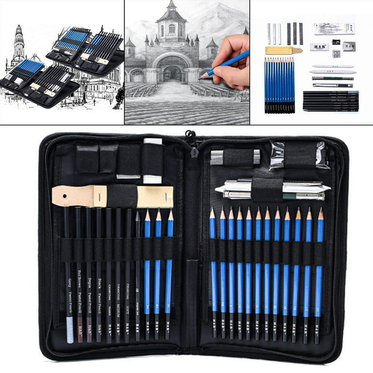 Professional Drawing Kit Complete Sketching Pencil Set 40 Pieces