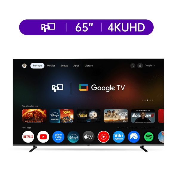 FPD 65-inch Smart TV, 4K UHD Google TV with Google Play Built-in Google Cast , Dolby Audio, HDR 10, Flat Television with Google Assistant Voice Remote