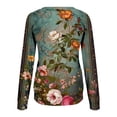 thumbnail image 4 of Womens Blouses Long Sleeve Women's Retro Fashion Printed Long Sleeved Round Neck Top, 4 of 5