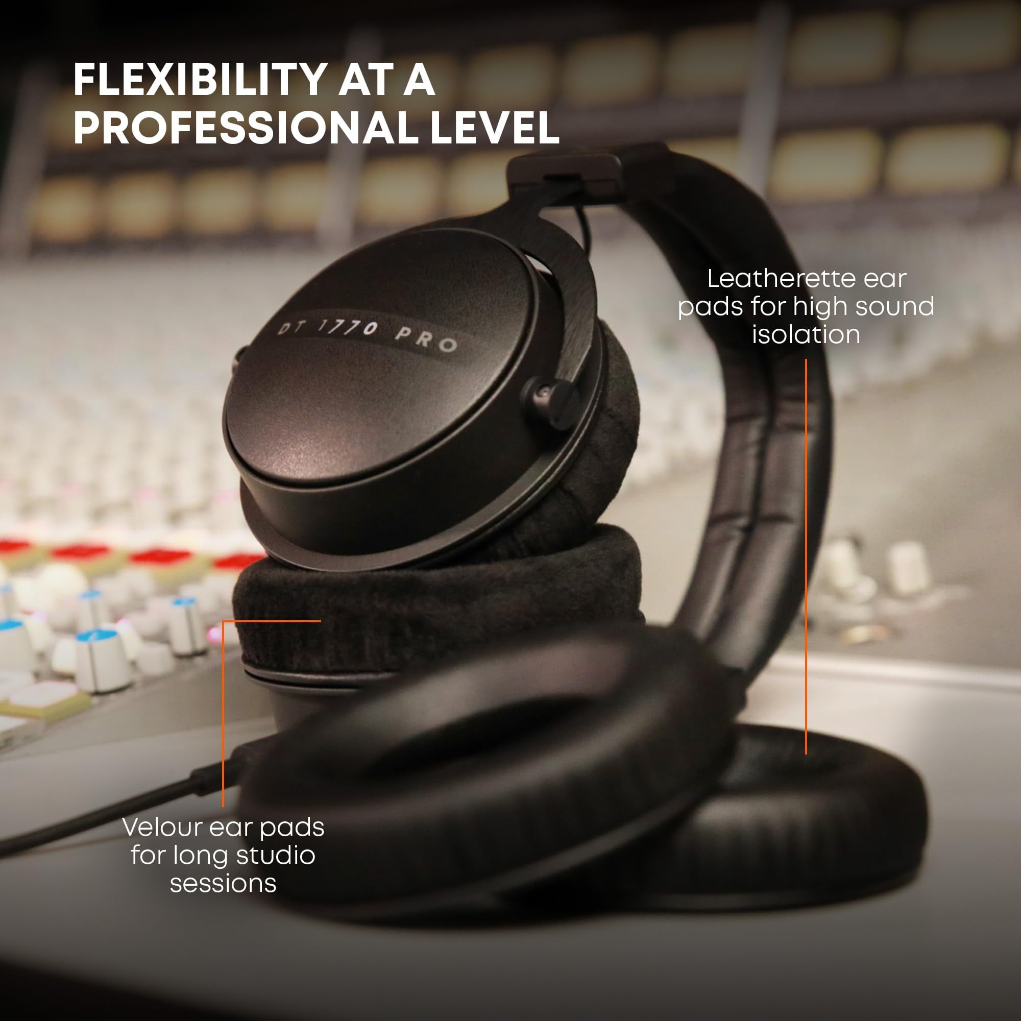 beyerdynamic DT 1770 PRO MKII over-ear studio headphones in Black, closed design, plug-in cable
