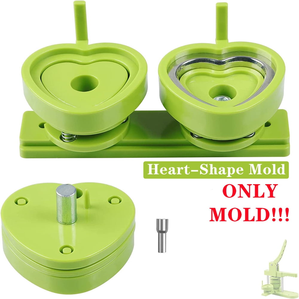 58MM Heart-Shape Badge Button Maker Machine with 100 Button Parts+Mold ,Beginner-Friendly