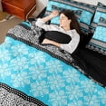 thumbnail image 4 of Feelyou Blue Mandala Flower Twin Bedding Sets 7pcs, Boho Retro Damask Comforter Set, 4 of 8