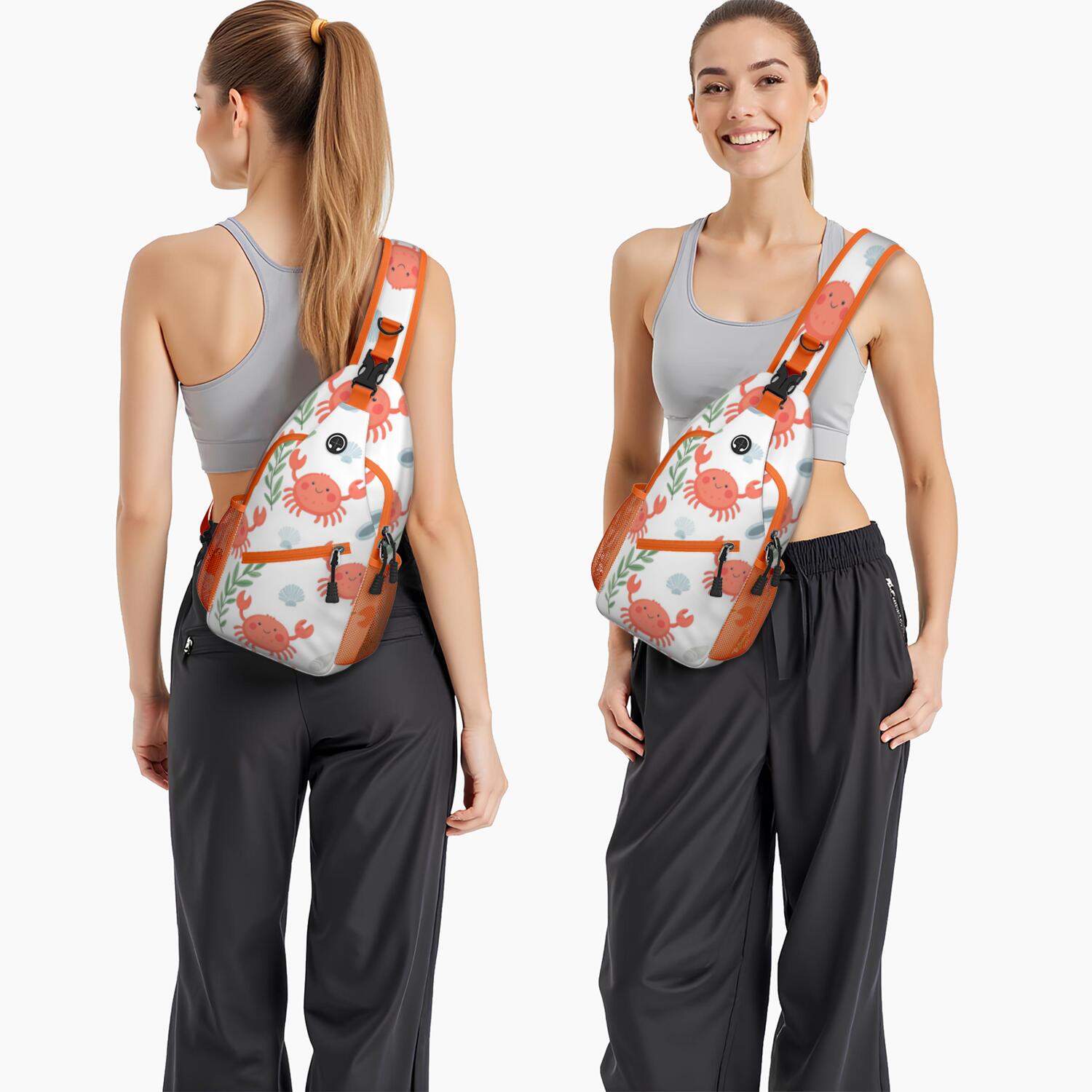 Marine Crab Sling Bag for Women Men Hiking Sling Backpack Chest Bag for Outdoor Activities Gym Small Travel Backpack Gym Sports Travel Hiking Daypack