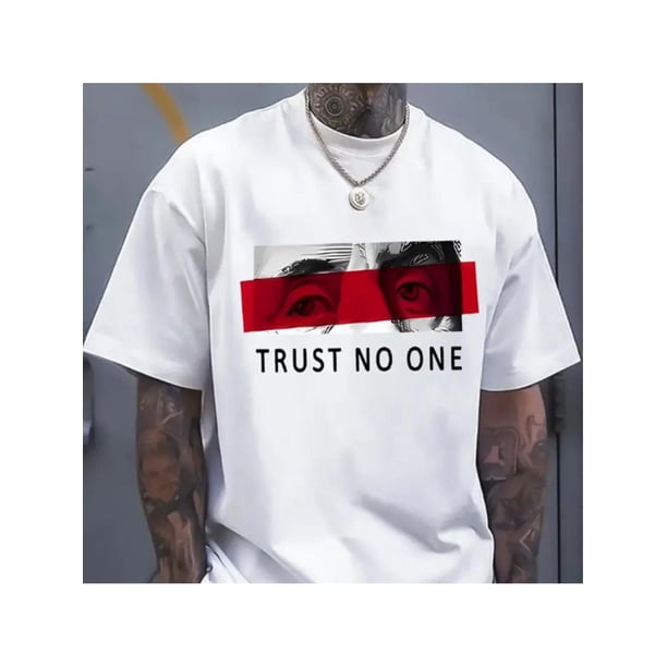 Men Cotton T-Shirt "Trust No One" Digital Print Graphic T-Shirt S-5XL Casual Short Sleeve for Unisex