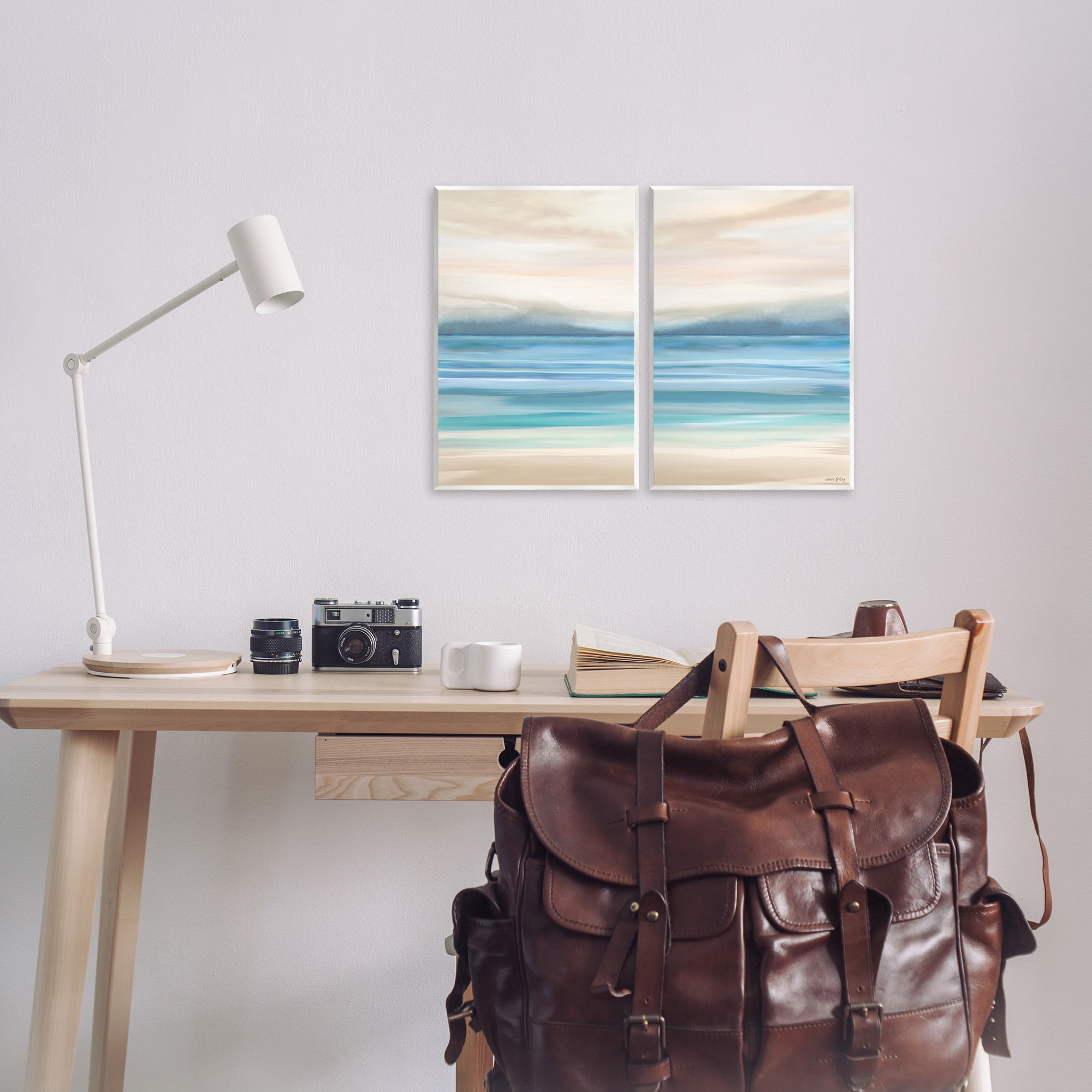 Stupell Industries Subtle Beach Seascape Landscape Painting Unframed Art Print Wall Art, 10 x 15, Set of 2