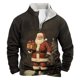 thumbnail image 1 of Sudadera sin capucha para hombre, informal, a la moda, con cuello alto, estampado, con cremallera, jersey de manga larga, blusa de poliéster para hombre, 1 of 3
