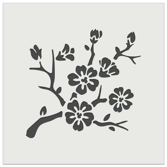 Cherry Blossom Sakura Floral Flower Bud Branch DIY Cookie Wall Craft Stencil - 5.5 Inch