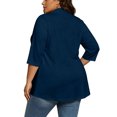 thumbnail image 2 of Vmvidoty Women's and Women's Plus Size Cardigan for Women 3/4 Sleeve Casual Open Front Light Cardigan Navy 3XL, 2 of 10