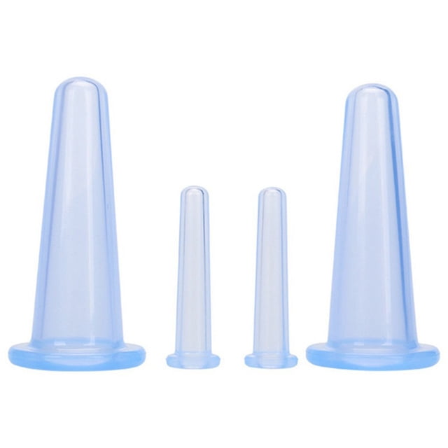Yeacher 4Pcs Silicone Facial Massage Cups Cupping Device, Facial Cupping Set Silicone Cups, Face and Eye Cupping Massage for Face Neck Skin (2 Small&2 Large)