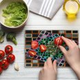 thumbnail image 4 of Geometric Cutting Board, Colorful Squares Framework Abstract Style Modern Graphic Design Art Print, Decorative Tempered Glass Cutting and Serving Board, Small Size, Multicolor, by Ambesonne, 4 of 5