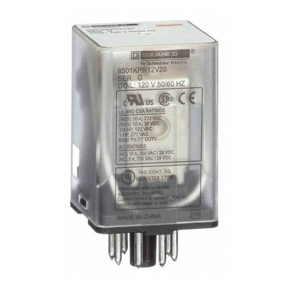Schneider Electric General Purpose Relay,120VAC, 10A, 8Pins 8501KPR12V20
