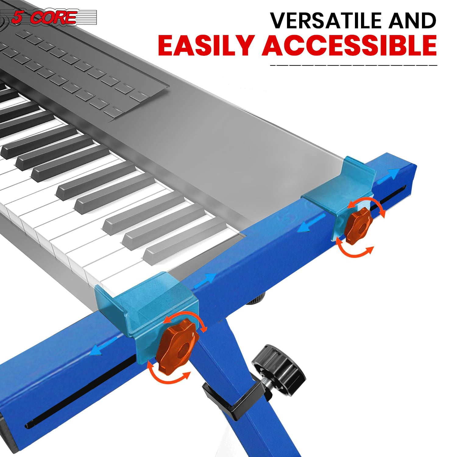 Adjustable Z-Style Keyboard Stand with Locking Wheels – Heavy-Duty Mobile Riser for 54-88 Key Pianos, Synthesizers & DJ Gear