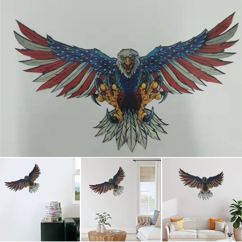 Metal Eagle Wall Hanging Art Patriotic Ornament Flying Bird Pendant Home Deco 