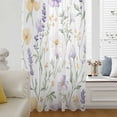 thumbnail image 6 of Purple Yellow Floral Sheer Curtains 63 Inches Long, Watercolor Wildflowers Botanical Light Filering Curtains, Breathable Simi Curtain Privacy Drapes for Living Room Bedroom Window Treatment, 6 of 9