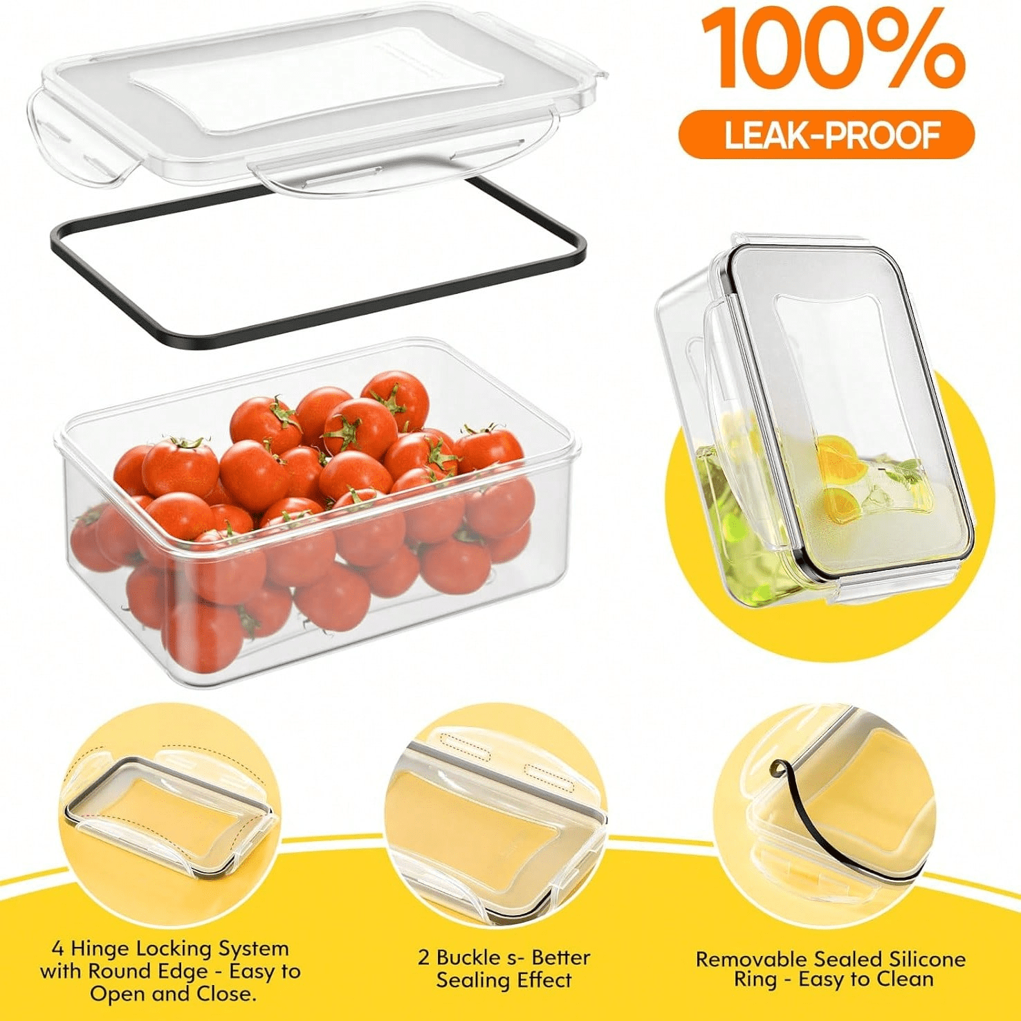 48-Piece Deluxe Food Storage Containers Set - Airtight, BPA-Free, Easy-Snap Lids, and Stackable - Includes 24 Containers, 24 Lids, Free Labels, and Marker for Pantry and Kitchen Organization