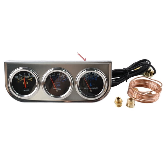YIUIY 2'' 52mm Chrome Car Triple Gauge Set Kit Amp Meter Water Temp Oil Pressure 3in1