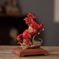 thumbnail image 6 of SharkTRUE Ceramic Horse Statue, Chinese Feng Shui Red Horse Figurines for Fire Horses Year ,Fire Horses Figurine, Animal Sculpture Home Tabletop Ornament with Small Wooden Base and Gift Box, 6 of 10