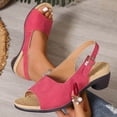 thumbnail image 6 of Women's Chunky Block Low Heels Ankle Strap Slingback Open Toe Summer Sandals Red 9(42), 6 of 9