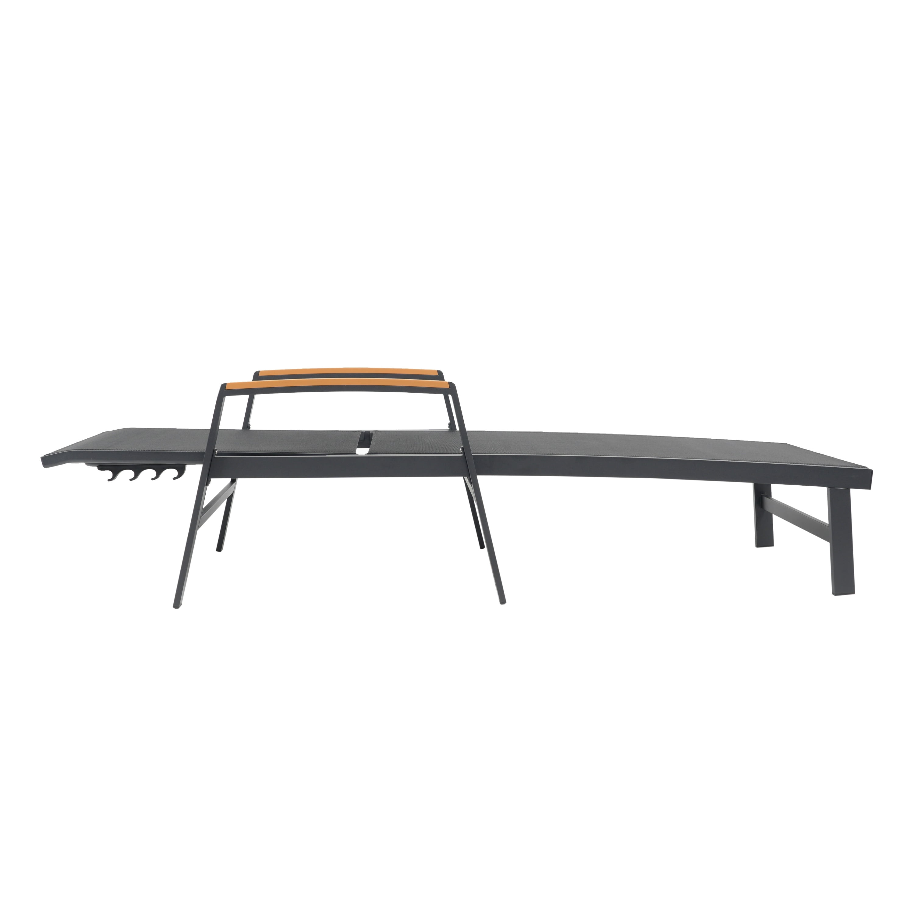Adjustable Aluminum Mesh Patio Chaise Lounges Set of 2 for Poolside Deck, Black