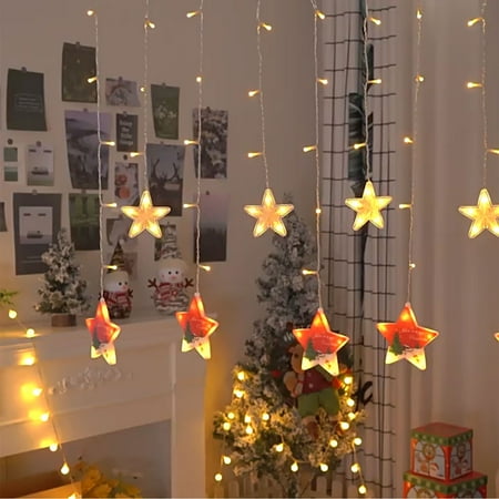 

TAGOLD Pentagram Curtain Lights USB LED Pentagram String Lights Eight-function Light Mode Remote Control For Bedroom Party Indoor Wedding Christmas Decoration