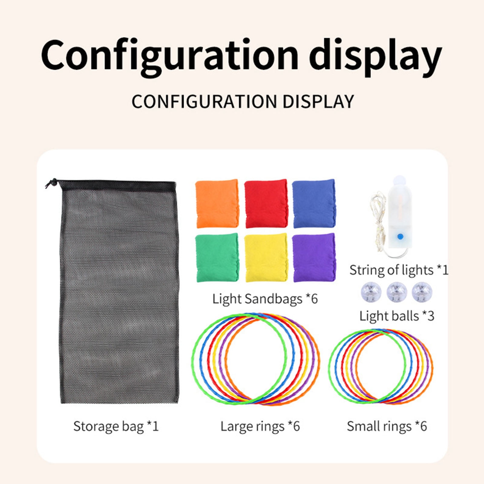 Indoor Outdoor Beanbag Throwing Game Stand with Lights, 2 in 1 Two Player Competitive Throwing and Ring Toss Set, LED Light Up for Night Parties