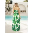 thumbnail image 3 of LA LEELA Women's Beach Maxi A-Line Casual Summer Slit Party Strapless Tube Top Dress L-XL Leaves, White, 3 of 5