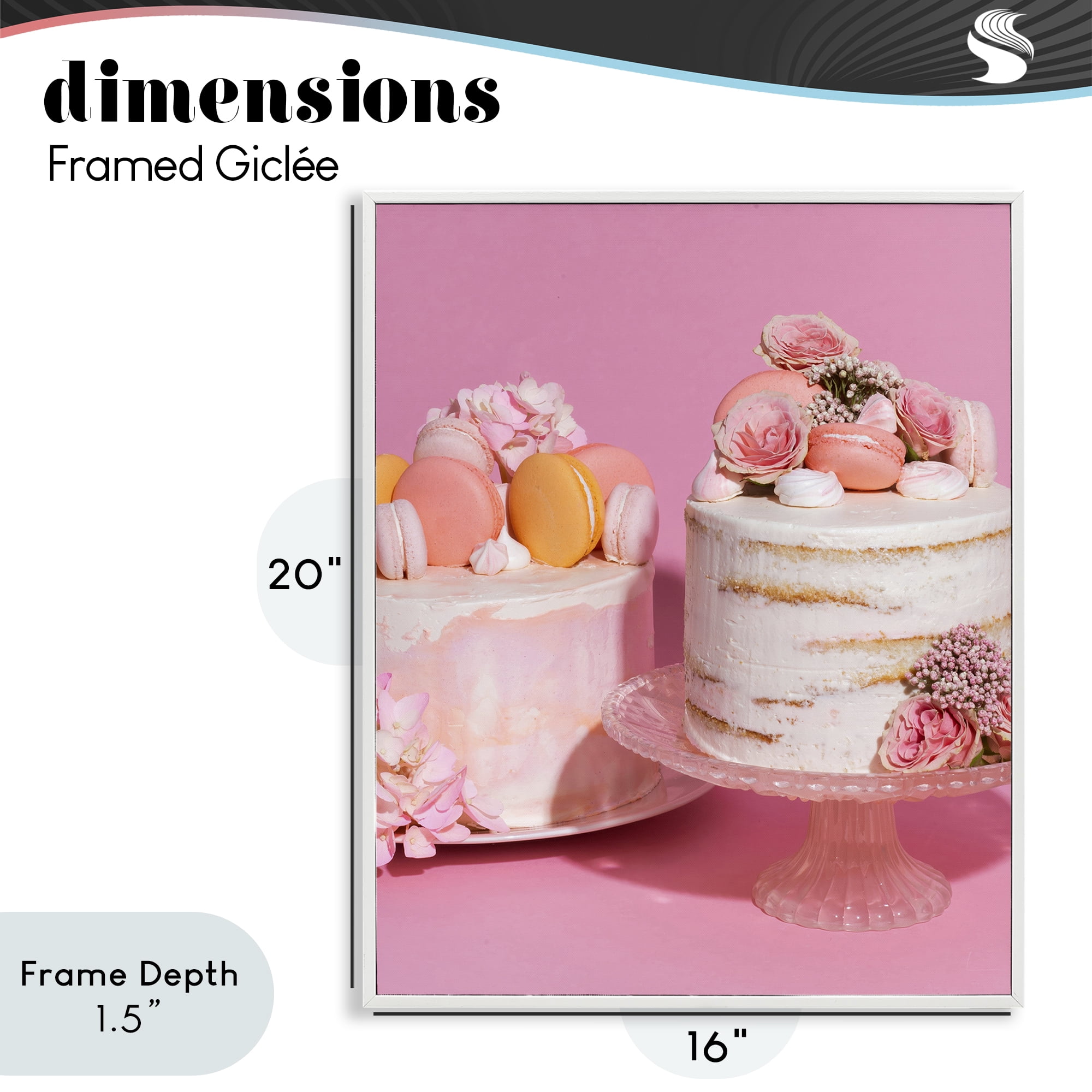 Stupell Industries Pink Pastel Macaroon Cakes White Framed Giclee Art, design by LISH Creative