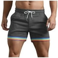 thumbnail image 1 of Xdzjlr Running Shorts For Men,Summer Solid Color Rainbow Pocket Drawstring Straight Beach Comfortable Running Shorts For Men, 1 of 5