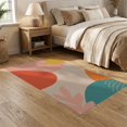 thumbnail image 2 of ODIKA 5'x7' Teal Coral Tones Mid-Century Abstract Washable Area Rug Elegant Blend of Organic Shapes and Soft Curves for Dining Room, Under Table, Home Office, Non-Slip Chair-Friendly, 2 of 7