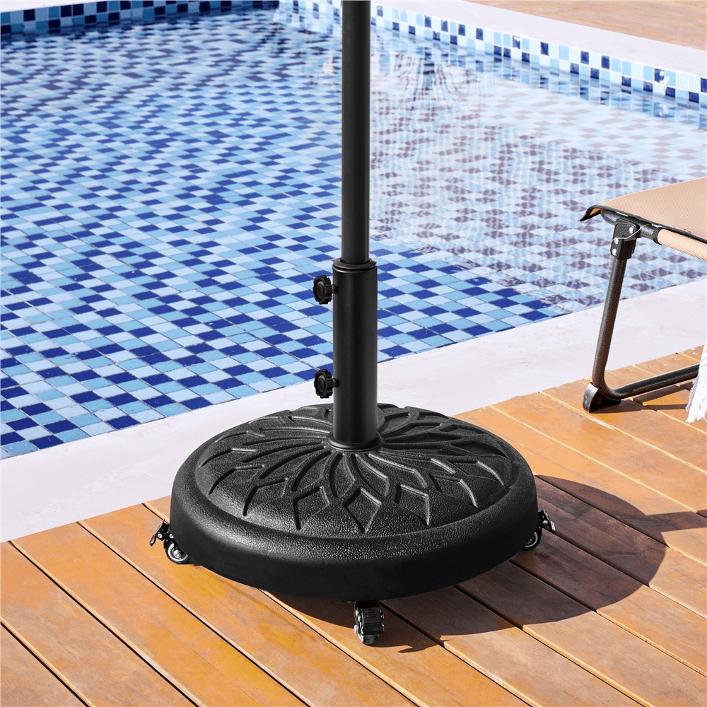 Renwick 20" Outdoor Rolling Patio Market Umbrella Base for Garden, Black