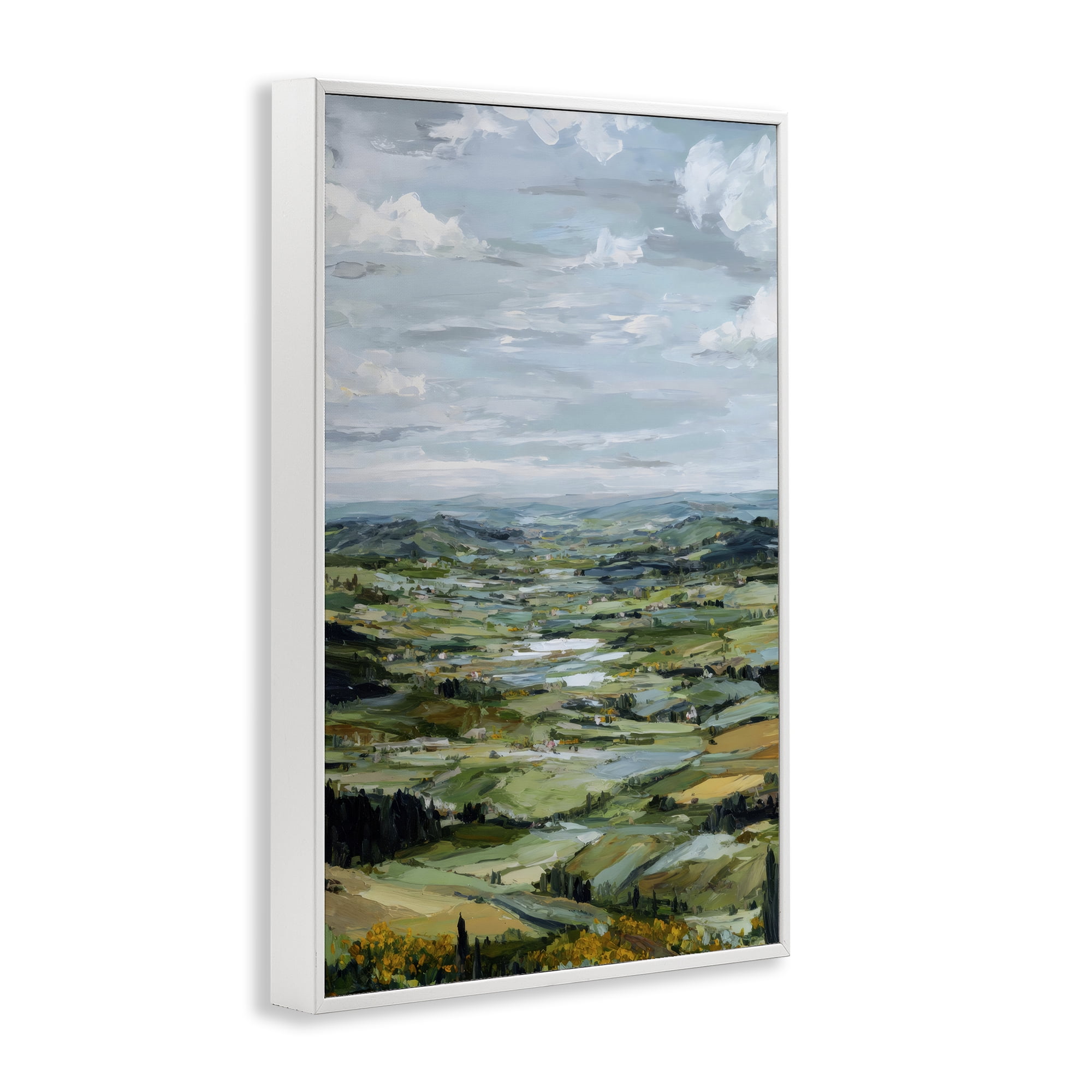 Stupell Industries Valley Living with Verdant Hills White Framed Giclee Art, design by Petal Prints Design