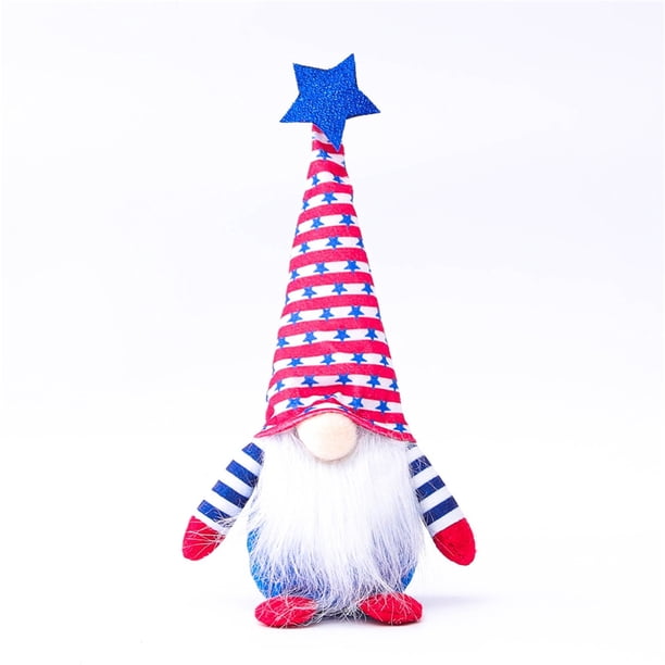 Fiudx Muñeco Enano Del Día de La Independencia, Adorable y Suave Adorno, con Barba Blanca y Sombrero Largo, Ideal para Regalar En Navidad, Decoración para El Hogar y La Oficina, Juguete Antiestrés (1