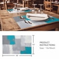 thumbnail image 3 of Placemats Set of 4, Blue Abstract Woven Placemat, Linen Place Mats for Kitchen/Dining Tables, Grey Geometric Oil Painting Vintage Gradient Washable Table Mats for Party, 3 of 8