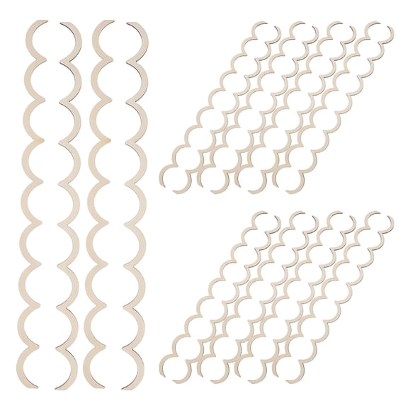 LOLIPPYY 20 Pieces Beige Scalloped Wood Trim Moulding Decorative Wooden Edge for Wall Cabinets and Frames