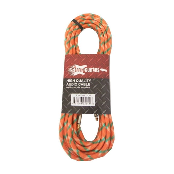 Effin Guitars 20 Foot Orange Vintage Tweed Instrument Cable 20' / 6m -#FNG20VTOR