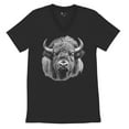 thumbnail image 5 of Bison Portrait V-Neck T-shirt American Buffalo Head Western Wildlife Nature Majestic Bull Symbol of Strength Tee, 5 of 7