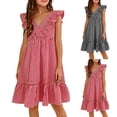 thumbnail image 1 of Ashirexll Robes d'Été pour Ados Enfants Sans Manches Couleur Unie Col Rond Coupe Ajustée Bretelle Robe Débardeur Ligne A pour Ados Enfants, 1 of 7