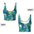 thumbnail image 6 of Goofa Shark And Leaves Printed Sports Bras for Women, High Impact Running Bra Workout Crop Tank Tops Longline Sports Bra Push up-X-Large, 6 of 9