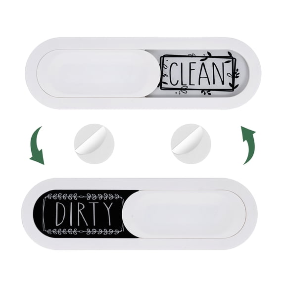 Dishwasher Magnet Clean Dirty Sign Oval Grey/White Sign with Adhesive, White