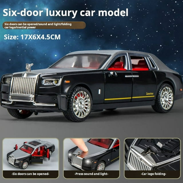 Simulation Rolls-Royce Phantom Model Car Model Ornaments Luxury Car Sedan Children's Toy Car Boy Collection with Box,black